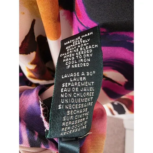 Ralph Lauren Floral Faux Wrap V Neck Ruched Sleeveless Dress 10P - Picture 9 of 11